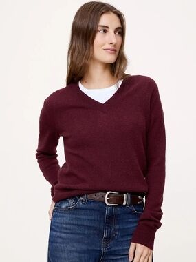 GAP Maroon V-Neck Sweater - Extra Fine Merino Wool Blend - Size M